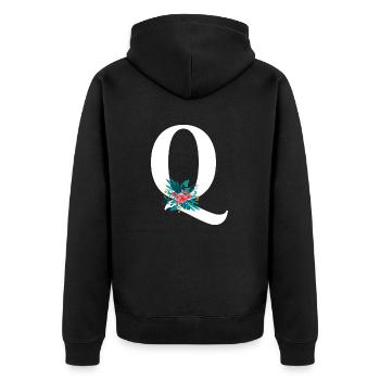 lettre Q fleuris - Veste à capuche bio Premium Unisexe - noir - Dos - Nico (187cm)