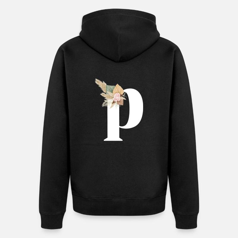 lettre P fleuris - Veste à capuche bio Premium Unisexe - noir