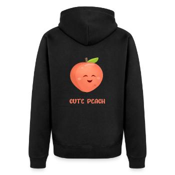 Sweet peach - Unisex Premium Organic Zip Hoodie - black - Back - Nico (187cm)