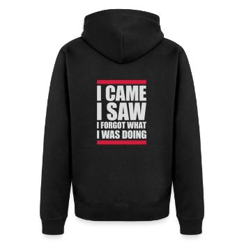 I came saw forget - Unisex Premium Bio Zip Hoodie - Schwarz - Hinten - Nico (187cm)