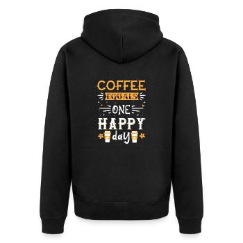 Kaffee bedeutet einen glücklichen Tag - Unisex Premium Bio Zip Hoodie - Schwarz - Hinten - Nico (187cm)