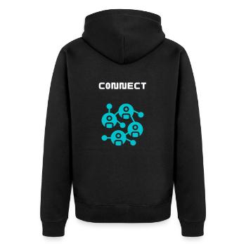 Internet Connect together - Unisex Premium Bio Zip Hoodie - Schwarz - Hinten - Nico (187cm)