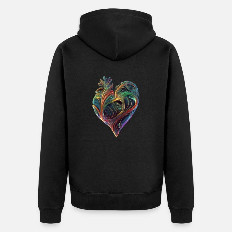 Herz - Unisex Premium Bio Zip Hoodie - Schwarz