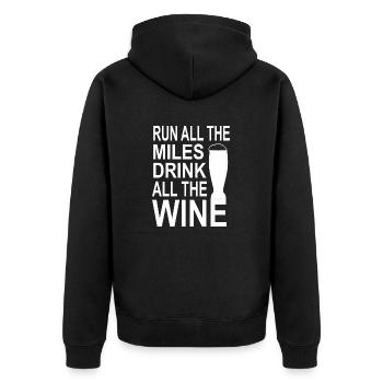 Bier Wein Whiskey Schnaps Alkohol - Unisex Premium Bio Zip Hoodie - Schwarz - Hinten - Nico (187cm)
