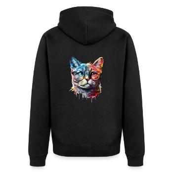 Süße bunte Katze - Unisex Premium Bio Zip Hoodie - Schwarz - Hinten - Nico (187cm)