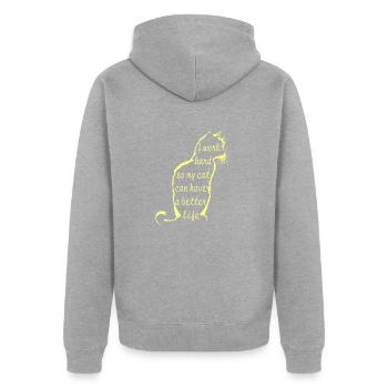 Travailler pour chat - Veste à capuche bio Premium Unisexe - gris chiné - Dos - Nico (187cm)