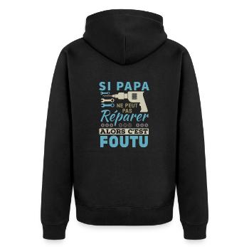 Papa certifié meilleur bricoleur - Veste à capuche bio Premium Unisexe - noir - Dos - Nico (187cm)