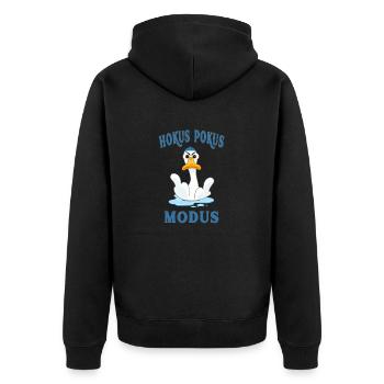 Hokus Pokus Fick Dich Modus - Unisex Premium Bio Zip Hoodie - Schwarz - Hinten - Nico (187cm)