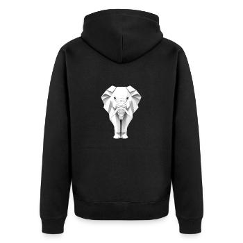 Paper Origami Elephant - Unisex Premium Organic Zip Hoodie - black - Back - Nico (187cm)