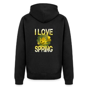 I love spring Frühling - Unisex Premium Organic Zip Hoodie - black - Back - Nico (187cm)