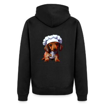 Teckel, Chiot teckel, Restaurateur, Chien, Cuisine, Chiens - Veste à capuche bio Premium Unisexe - noir - Dos - Nico (187cm)