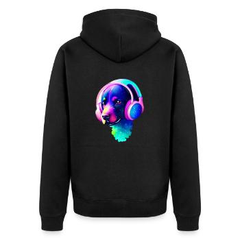 Labradorbesitzer Labrador Retriever Hundewelpe - Unisex Premium Bio Zip Hoodie - Schwarz - Hinten - Nico (187cm)