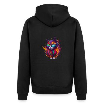 Cat 3 - Unisex Premium Organic Zip Hoodie - black - Back - Nico (187cm)