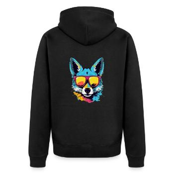 Blau der Schakal - Unisex Premium Bio Zip Hoodie - Schwarz - Hinten - Nico (187cm)