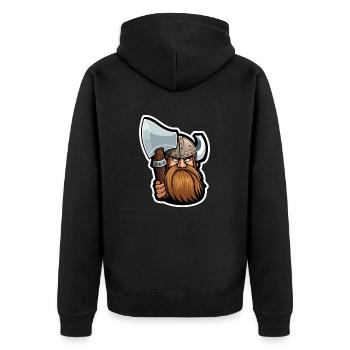Olaf, the Bold: Cartoon Viking Olaf - Unisex Premium Organic Zip Hoodie - black - Back - Nico (187cm)