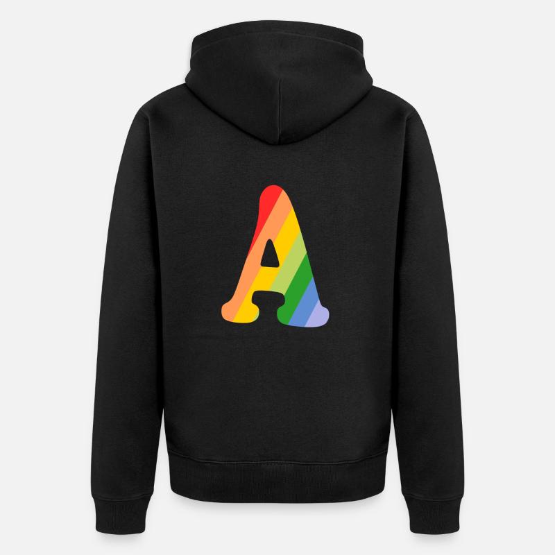 Buchstabe A Regenbogen - Unisex Premium Bio Zip Hoodie - Schwarz