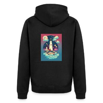 Lighthouse - Unisex Premium Organic Zip Hoodie - black - Back - Nico (187cm)