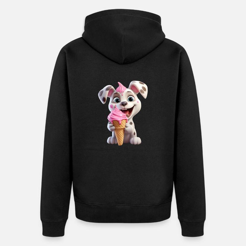 Chien avec crème glacée - Veste à capuche bio Premium Unisexe - noir