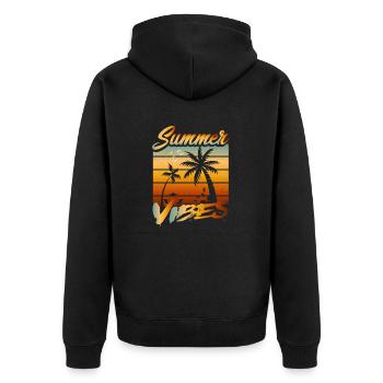 Summer Vibes Beach - Unisex Premium Bio Zip Hoodie - Schwarz - Hinten - Nico (187cm)