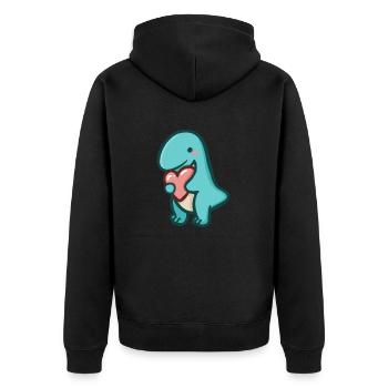 hugadino T-Rex mit Herz, Dino, süßer Dinosaurier - Unisex Premium Bio Zip Hoodie - Schwarz - Hinten - Nico (187cm)