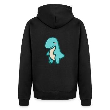 hugadino T-Rex, Dino, süßer Dinosaurier - Unisex Premium Bio Zip Hoodie - Schwarz - Hinten - Nico (187cm)