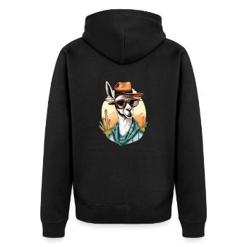 Goki the lama - Unisex Premium Organic Zip Hoodie - black - Back - Nico (187cm)