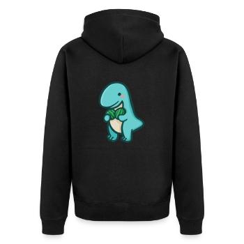 hugadino T-Rex with watermelon, cute dinosaur - Unisex Premium Organic Zip Hoodie - black - Back - Nico (187cm)