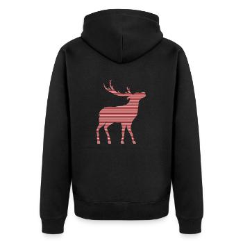 Hirsch - Unisex Premium Bio Zip Hoodie - Schwarz - Hinten - Nico (187cm)