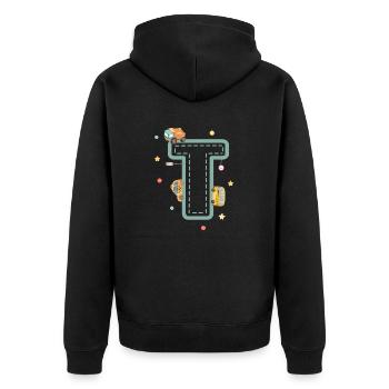 Letter t vehicle - personalized child gift - Unisex Premium Organic Zip Hoodie - black - Back - Nico (187cm)