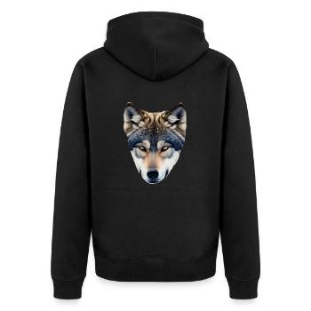 Wolf - Unisex Premium Organic Zip Hoodie - black - Back - Nico (187cm)