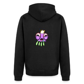 Qualle - Unisex Premium Bio Zip Hoodie - Schwarz - Hinten - Nico (187cm)
