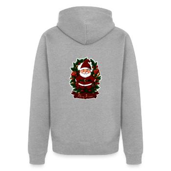 Sticker Santa Claus framed by fir branches - Unisex Premium Organic Zip Hoodie - heather grey - Back - Nico (187cm)