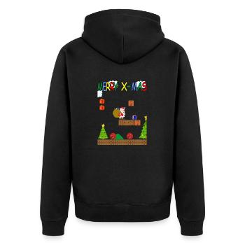 Merry xmas World-Weihnachten-Retro Style Vers.1 - Unisex Premium Bio Zip Hoodie - Schwarz - Hinten - Nico (187cm)
