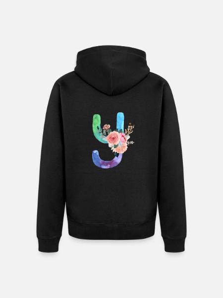 Buchstabe y Aquarell - Unisex Premium Bio Zip Hoodie - Schwarz