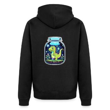 Dinosaur in a Cartoon Jar - Unisex Premium Organic Zip Hoodie - black - Back - Nico (187cm)