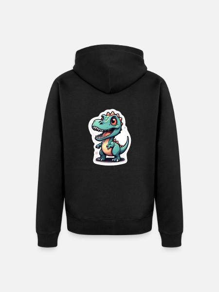 Cartoon Dinosaur - Unisex Premium Organic Zip Hoodie - black