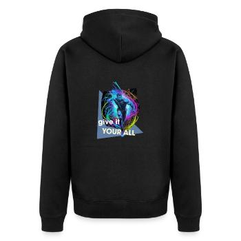 the runner - Unisex Premium Bio Zip Hoodie - Schwarz - Hinten - Nico (187cm)