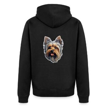 Tête de Yorkshire Terrier - Veste à capuche bio Premium Unisexe - noir - Dos - Nico (187cm)