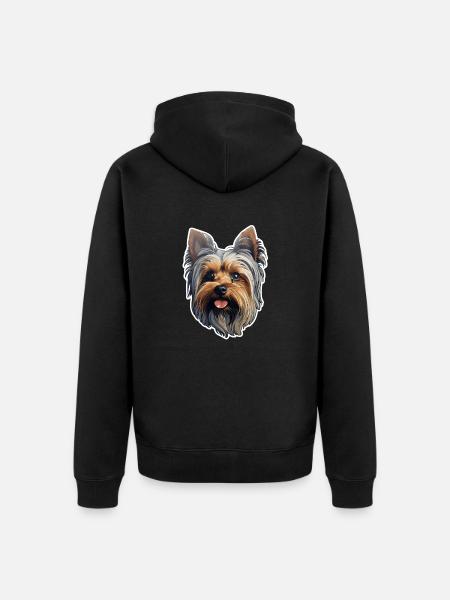 Yorkshire Terrier Head - Unisex Premium Organic Zip Hoodie - black