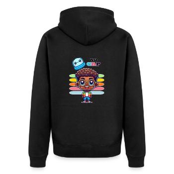NO CAP - Unisex Premium Bio Zip Hoodie - Schwarz - Hinten - Nico (187cm)