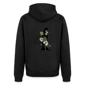 Nummer 4 Blumengrün -4. Geburtstag Blumen - Unisex Premium Bio Zip Hoodie - Schwarz - Hinten - Nico (187cm)
