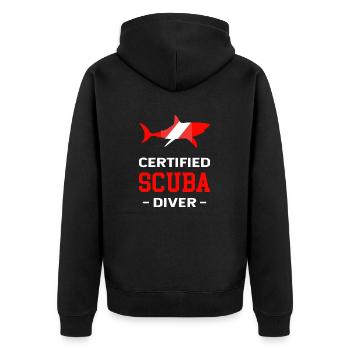 Scuba Taucher Spruch Apnoe Tauchen Haifisch - Unisex Premium Bio Zip Hoodie - Schwarz - Hinten - Nico (187cm)