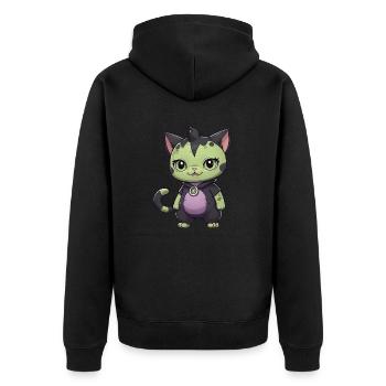 Halloween Cat Monster Edition - Unisex Premium Organic Zip Hoodie - black - Back - Nico (187cm)