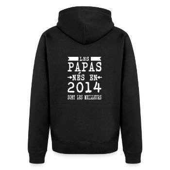 Väter, die 2014 geboren wurden, sind besser - Unisex Premium Bio Zip Hoodie - Schwarz - Hinten - Nico (187cm)