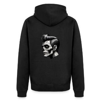 Rockabilly Zombie Vibes - Unisex Premium Bio Zip Hoodie - Schwarz - Hinten - Nico (187cm)