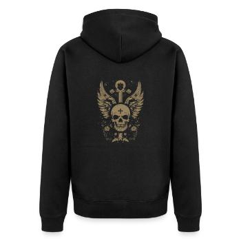 Goth Skull Grunge Cross - Unisex Premium Organic Zip Hoodie - black - Back - Nico (187cm)