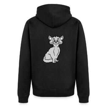 Pretty Cat Looking Happy Cheerful Smiling - Unisex Premium Organic Zip Hoodie - black - Back - Nico (187cm)