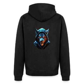Hooded Werwolf - Unisex Premium Bio Zip Hoodie - Schwarz - Hinten - Nico (187cm)