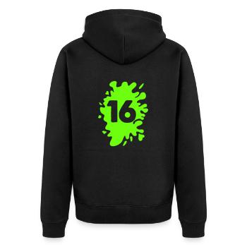 blob 16 - Unisex Premium Organic Zip Hoodie - black - Back - Nico (187cm)