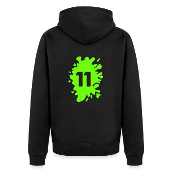 klecks 11 - Unisex Premium Bio Zip Hoodie - Schwarz - Hinten - Nico (187cm)
